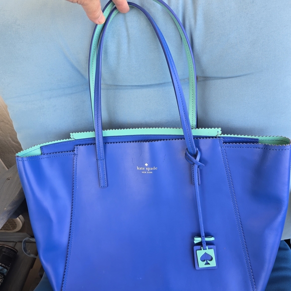 Kate Spade Limited Edition  Royal Blue and Mint Tote w/Wallet to Match - Picture 3 of 16